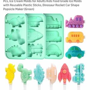 Source Unknown Green Dinosaur & Vehicle Popsicle Mold Set